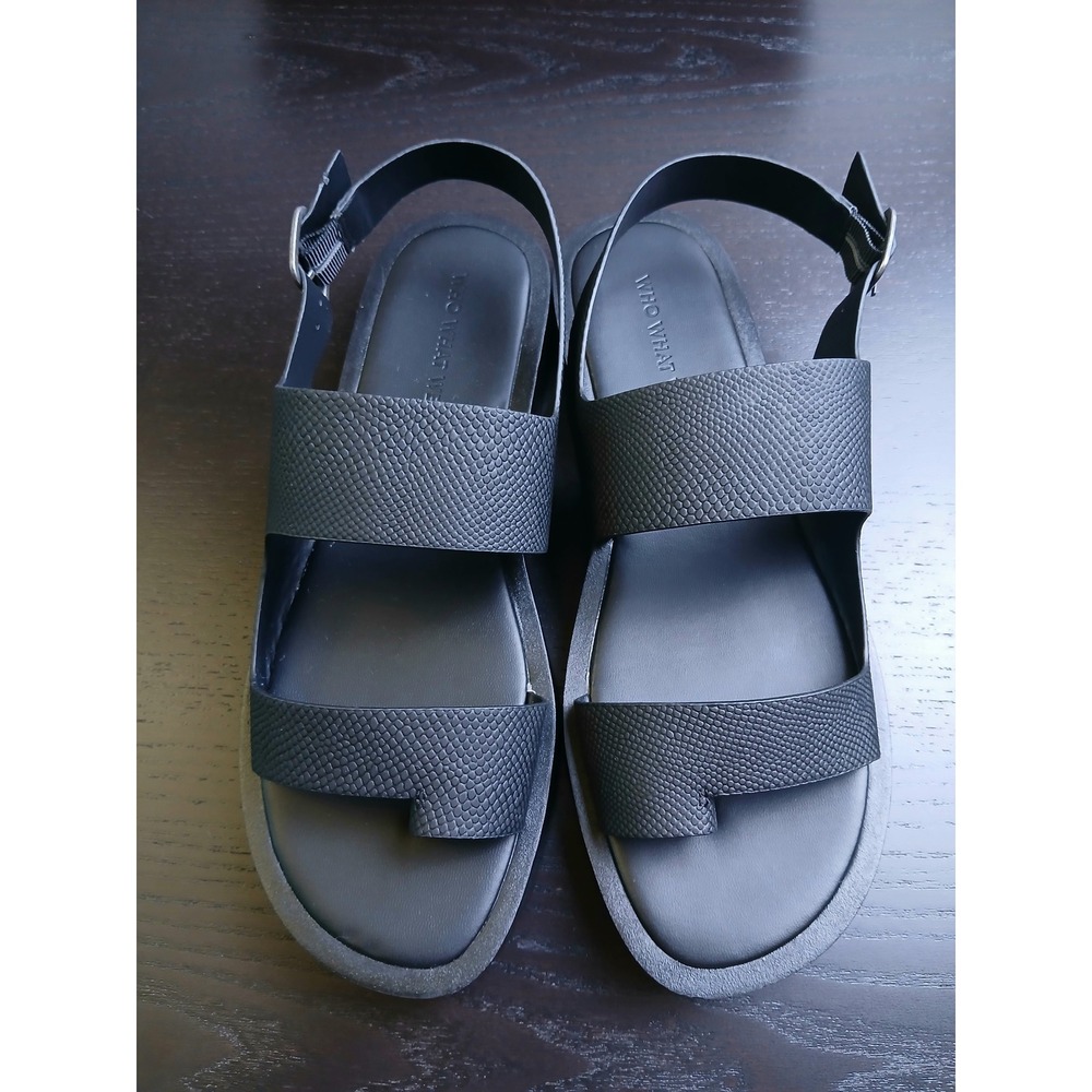Who What Wear Womens Black Textured Toe Loop Slingback Sandals Size 9 NEW